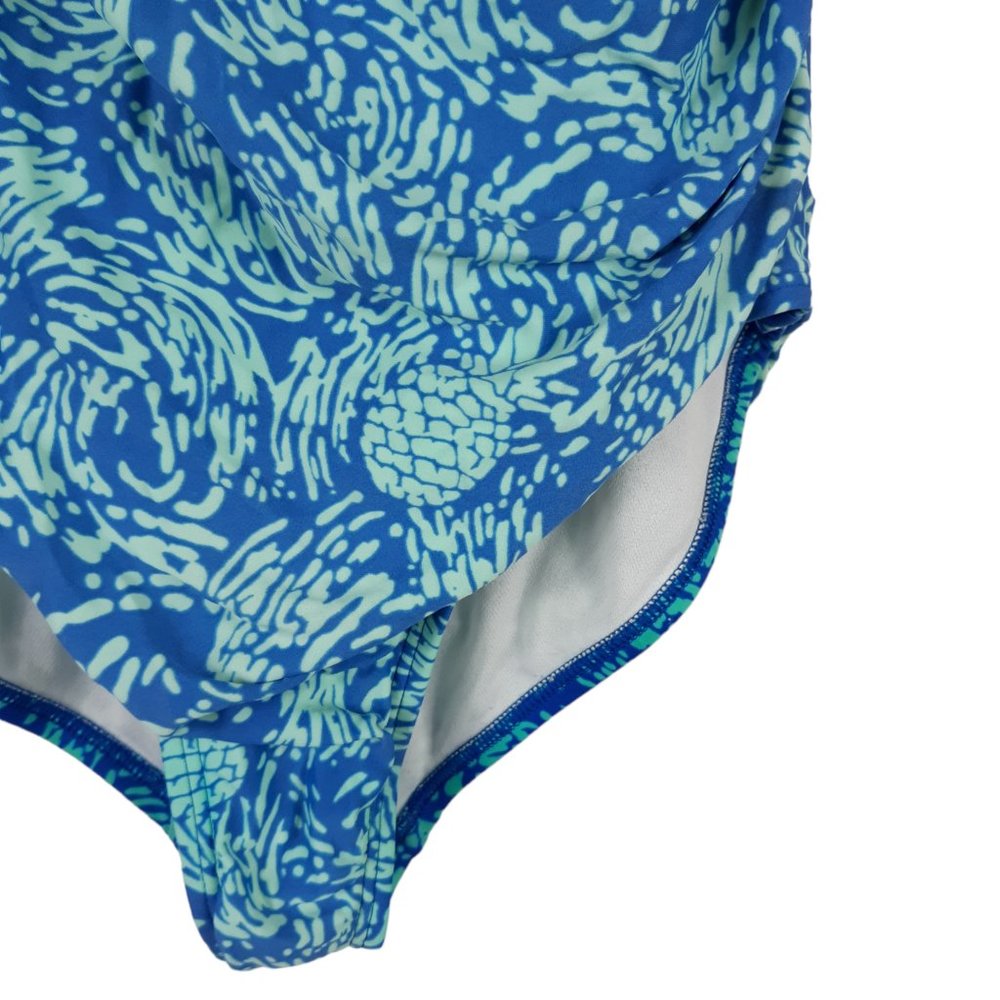 Speedo Blue Pineapple Pattern One Piece Swimsuit Size 10 - Picture 5 of 7
